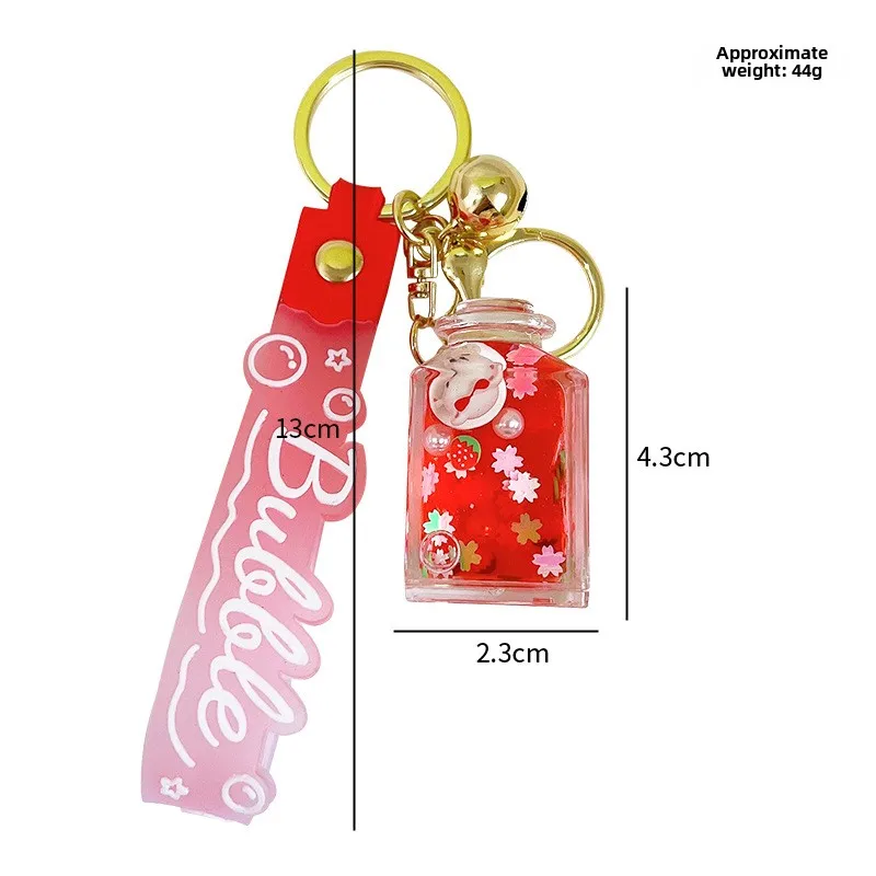 Liquid Oil Luminous Ice Cube Shape Keychain Cute Floating Quicksand Rabbit Keyring Women Girl Bag Pendant Key Chain Gifts