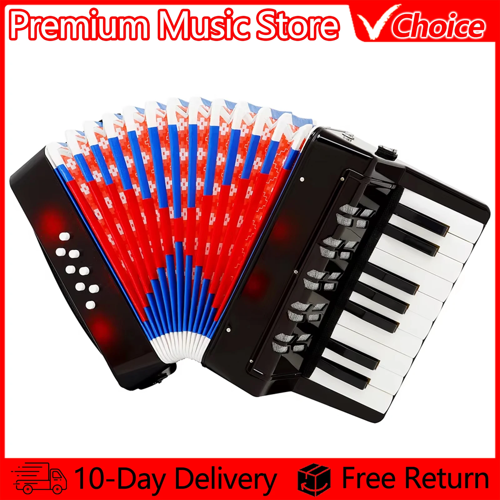 17 Keys 8 Bass Accordion 104 Accordion Musical Piano Keyboard Toy Rhythm Training Spring Keyboard Muaical Instrument