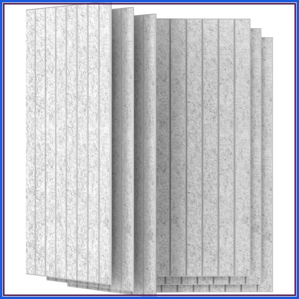 6 Pack 47.2x23.6 Inches Acoustic Panels, Sound Absorbing Wall Panels for Office Home Theater Studio, Silver Grey