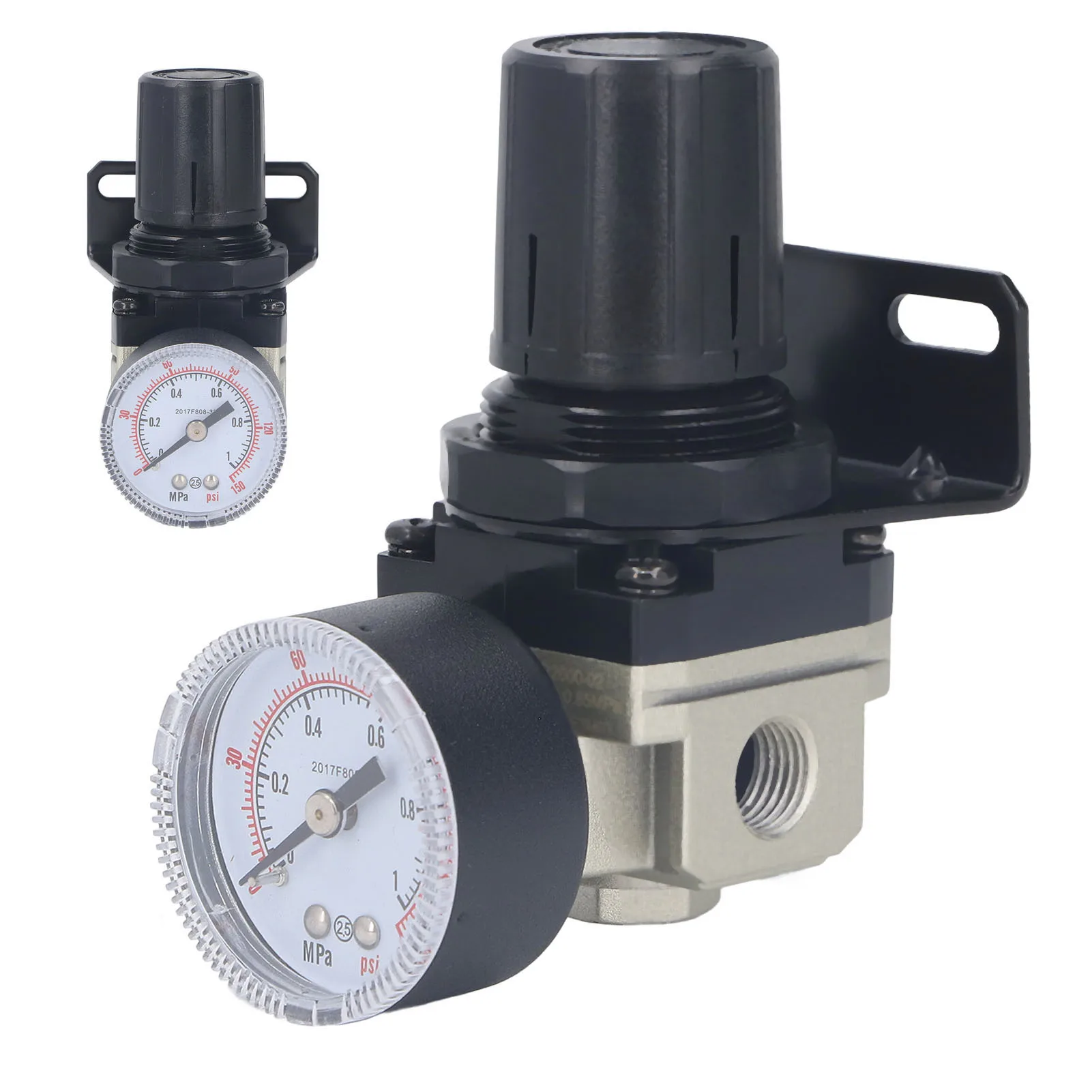 Air Compressor Pressure Regulator 0‑150 PSI CW CCW Firm Connection Air Pressure Control Valve with Bracket Gauge for