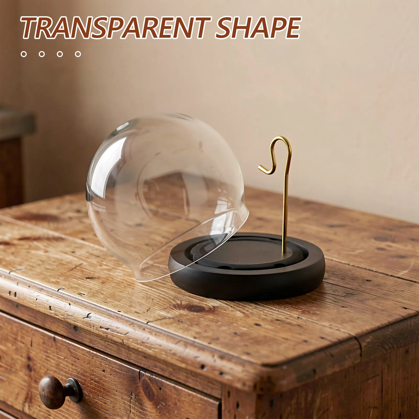 Pocket Watch Glass Dome Display Case 3x4 Clear Glass Wooden Base Dustproof Bell Jar Hook Display Stand for Vintage Collectibles