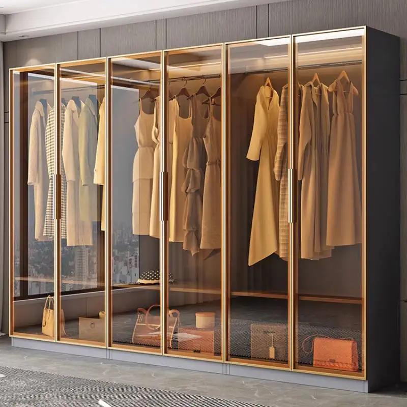 

Large Nordic Wardrobes Closet Wooden Style Gold Saving Drawers Wardrobes Storage Cute Space Guarda Roupas Furniture For Home