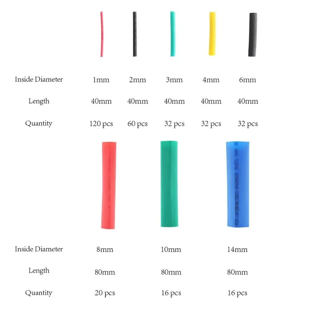 328 Pcs Heat Shrink Tube Assorted Insulation Shrinkable Tube 2:1 Wire Cable Sleeve Kit Low Voltage Thermal Casing