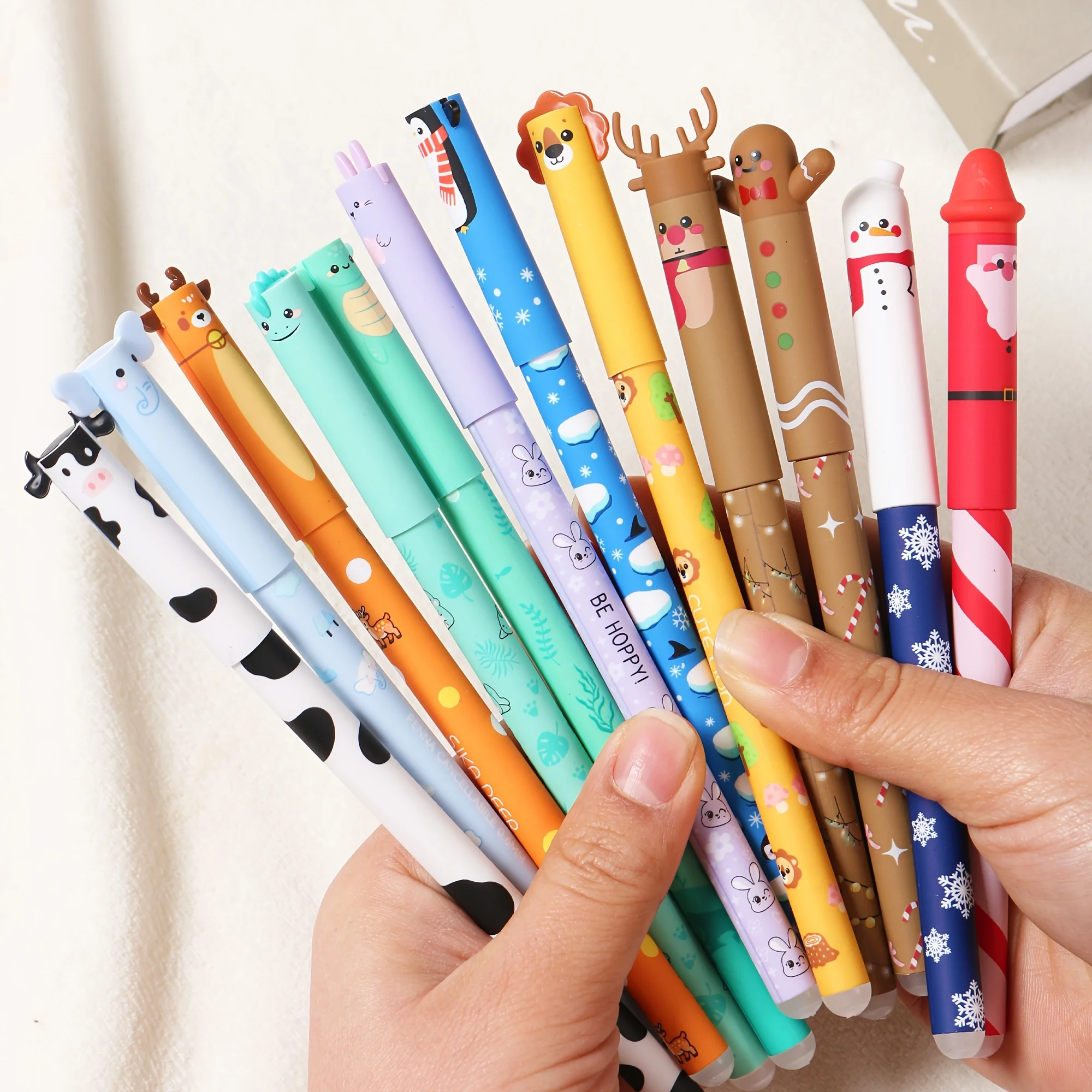 50-teiliges löschbares Tierstift-Set, integrierte löschbare Stiftspitze, farbige Ersatzminen, sanftes Schreiben (10 Stifte + 40 Ersatzminen) – Detail 3