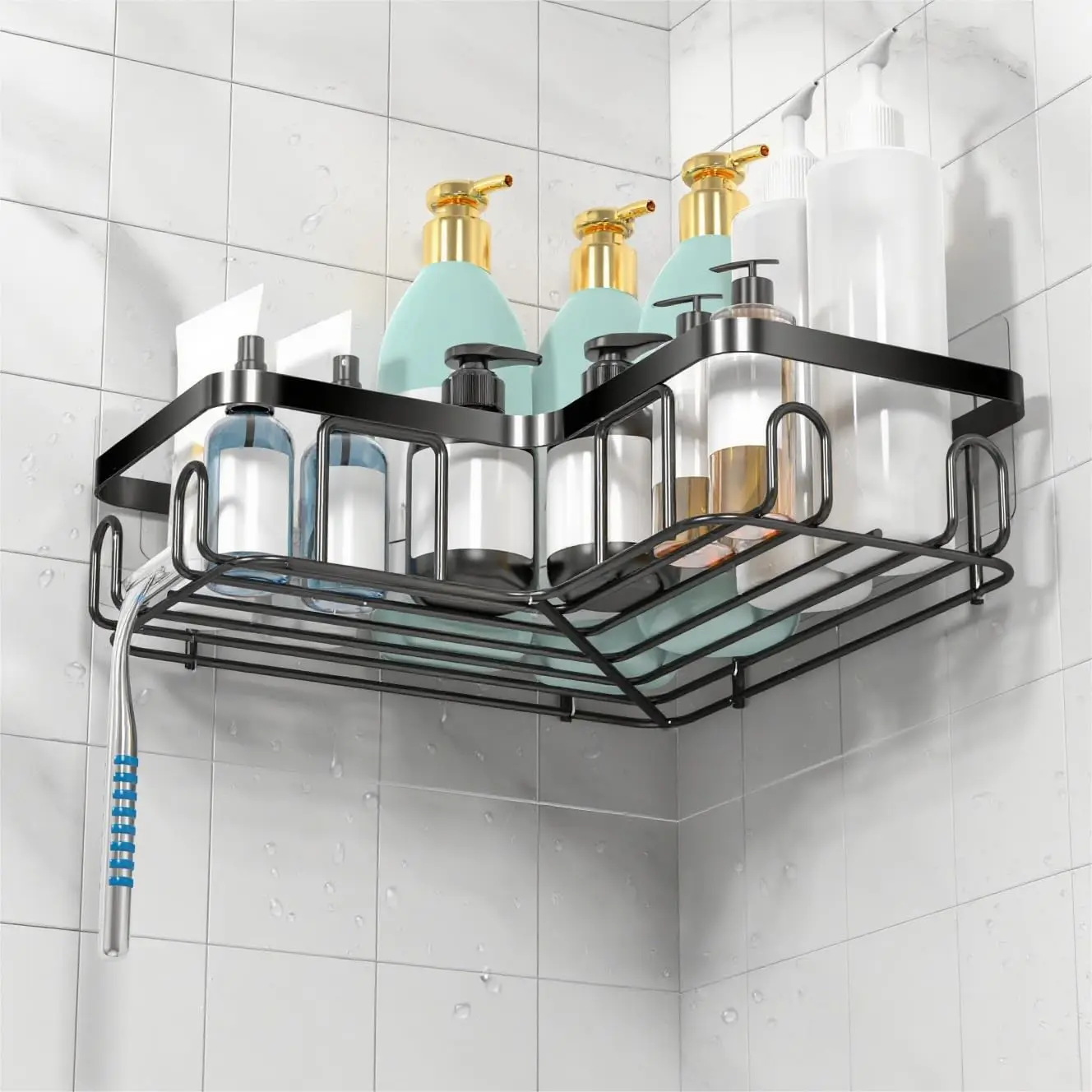 

Modern Corner Shower Caddy Organizer 3-Pack With Soap Holder Rustproof Adhesive Bathroom Shower Storage Basket