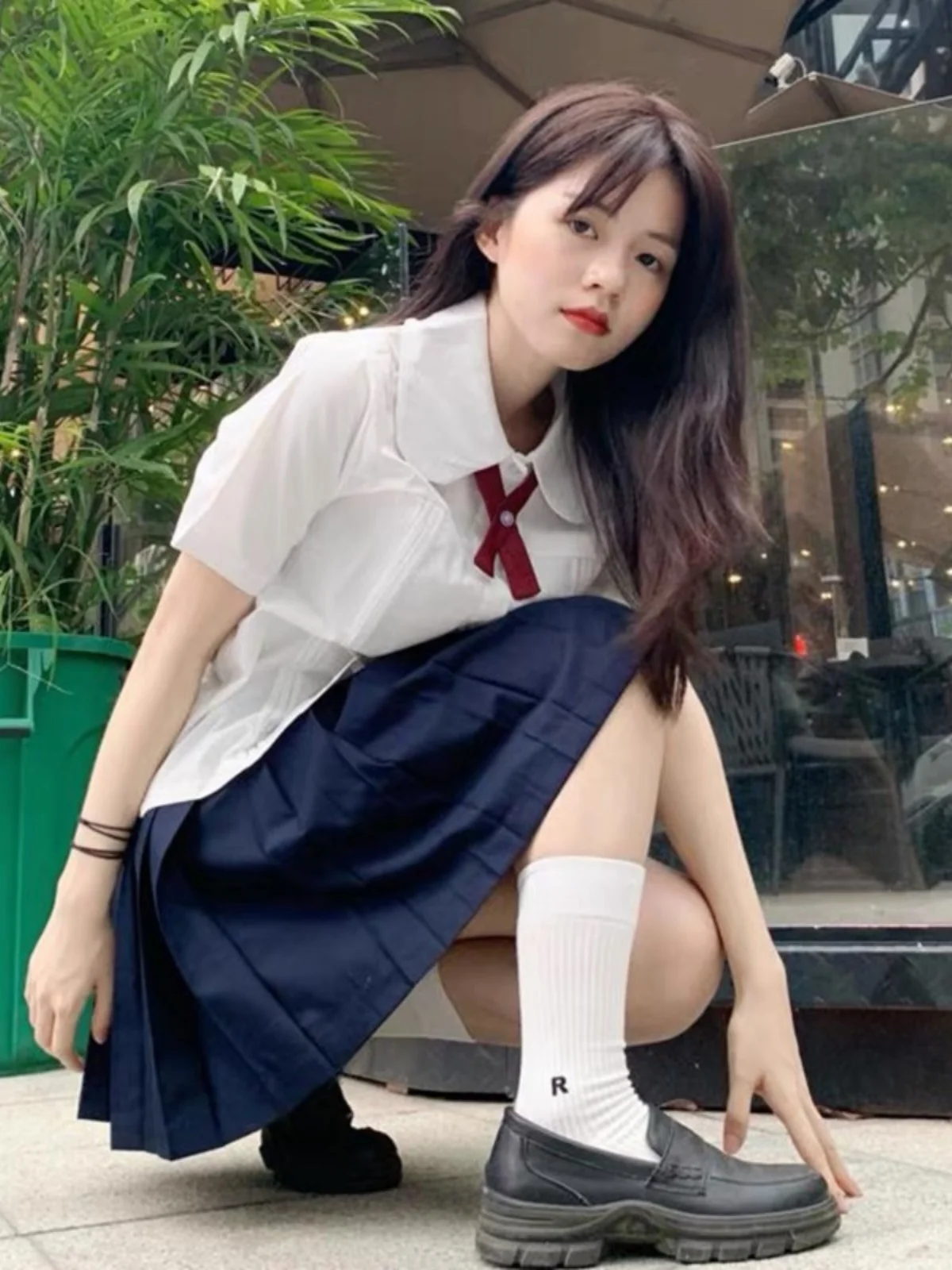 Camicetta Estiva da Donna con Colletto a Bambola Rosa, Versatile Stile College, Nuovo Set JK per Studentesse 2024