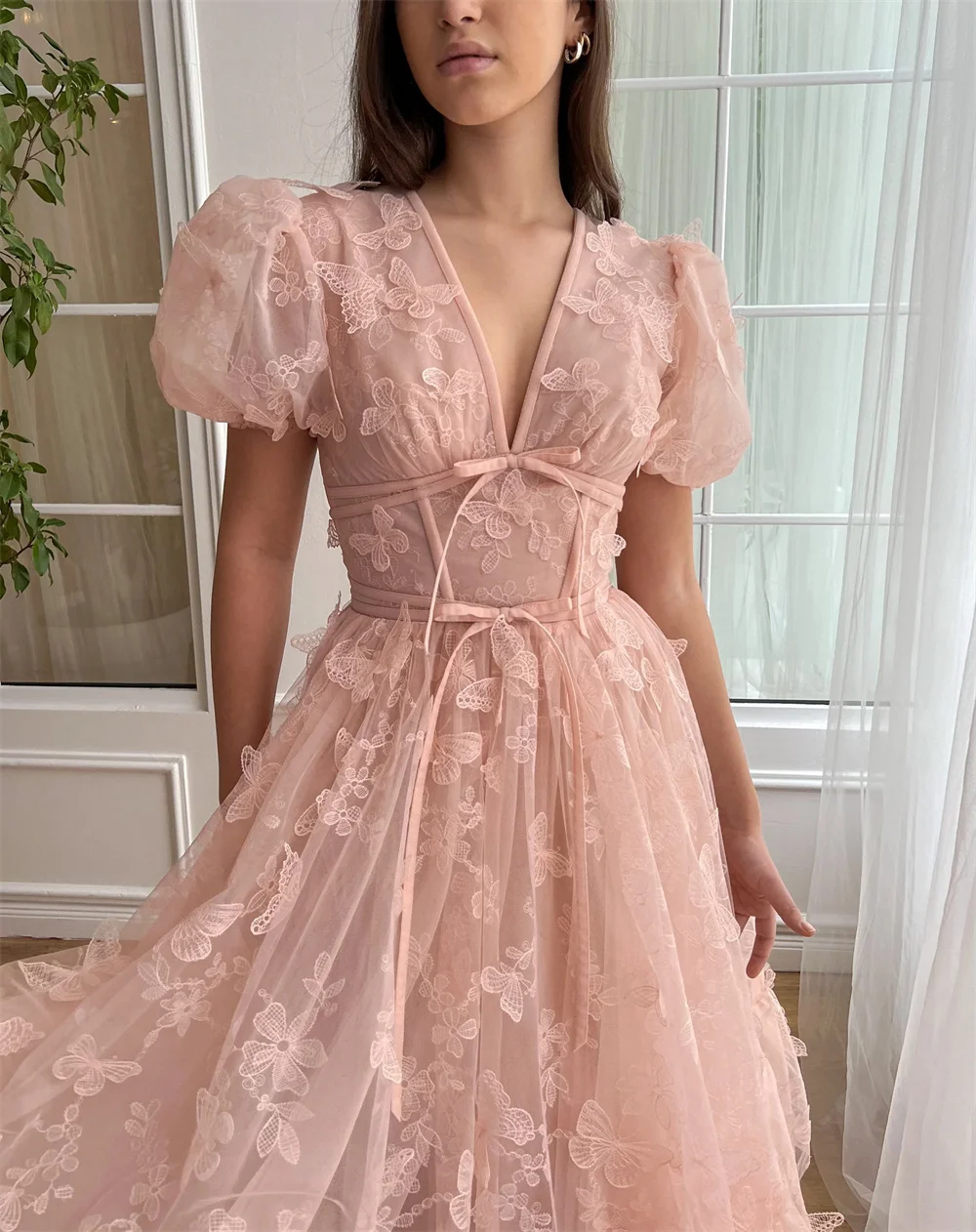 Annie Embroidery Pink Prom Dresses Sweetheart Tulle Evening Dresses A-shaped Women's Wedding Party Dress Vestidos De Noche