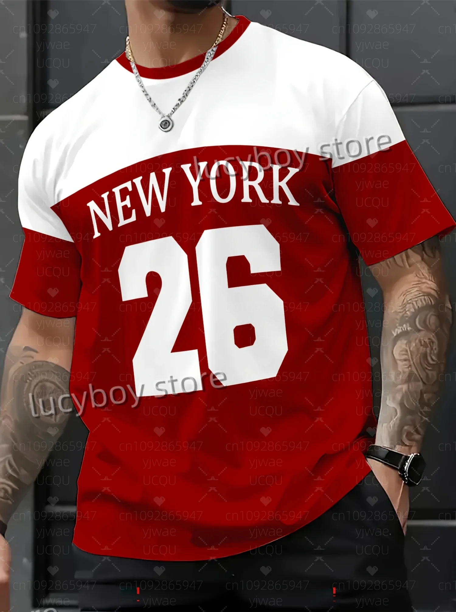 

2025 Summer Men's 26 NEW YORK Print Graphic T Shirts O-Neck Short Sleeve Sport Football T-Shirt T Shirt For Man men's clothing