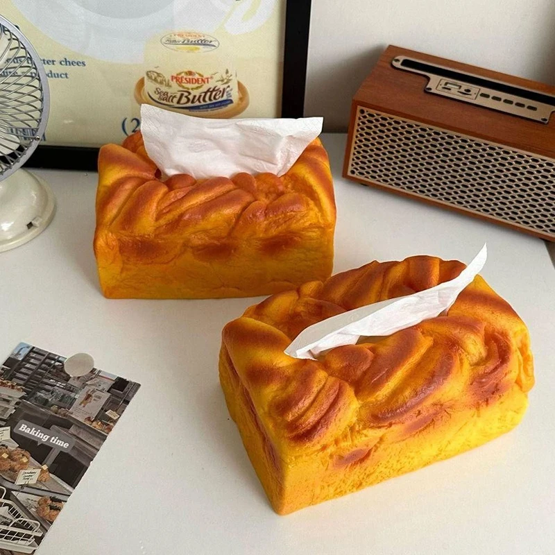 1PCS Simulated Bread Tissue Box Creative Tissue Holder Funny Toast Shape Napkin Box Cute Storage Case for Living Room Home Decor
