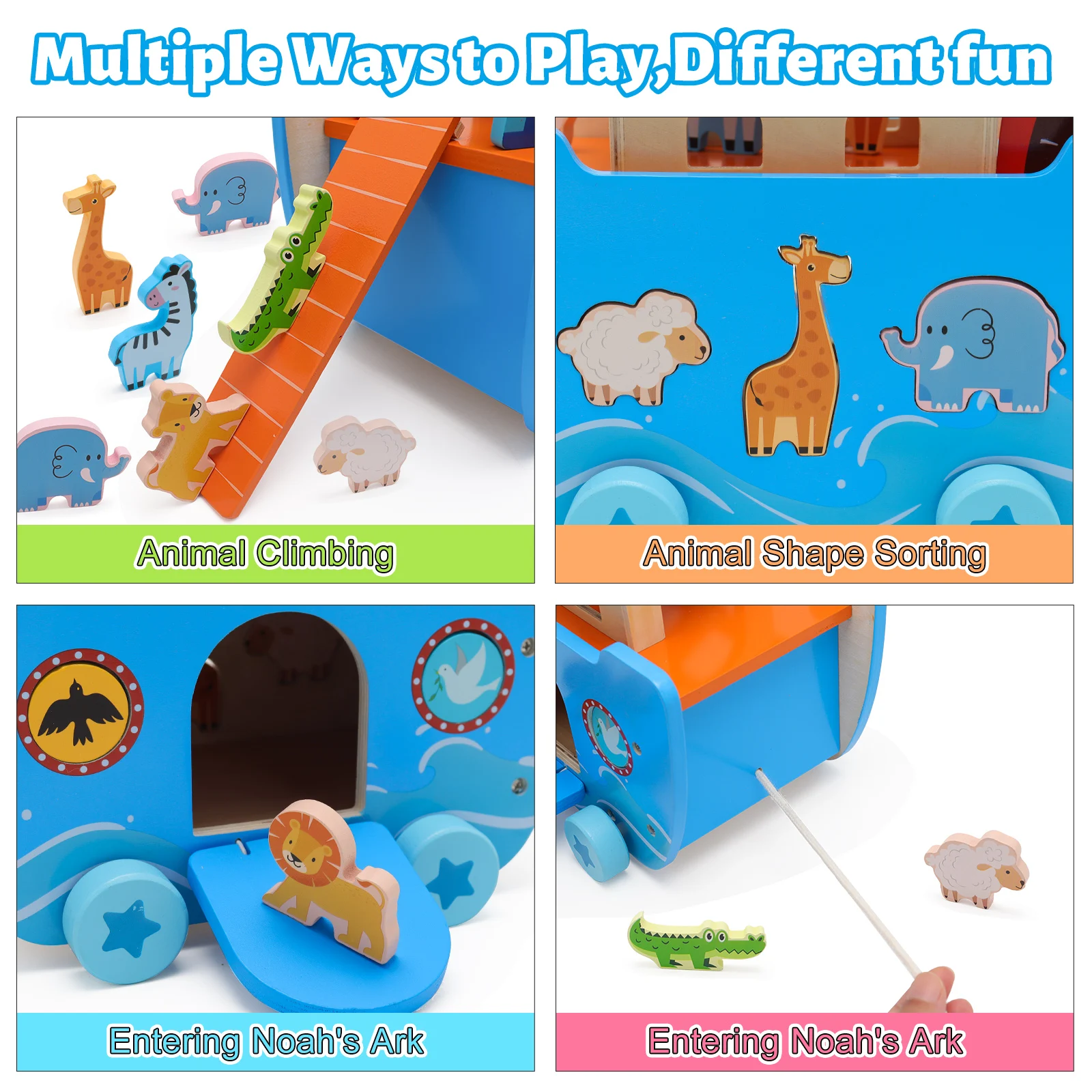 19 teile/satz holz spielzeug Noah's Arche Jesus spielzeug spleißen block tier spielzeug set eltern-kind-interaktives spielzeug kinder geschenk