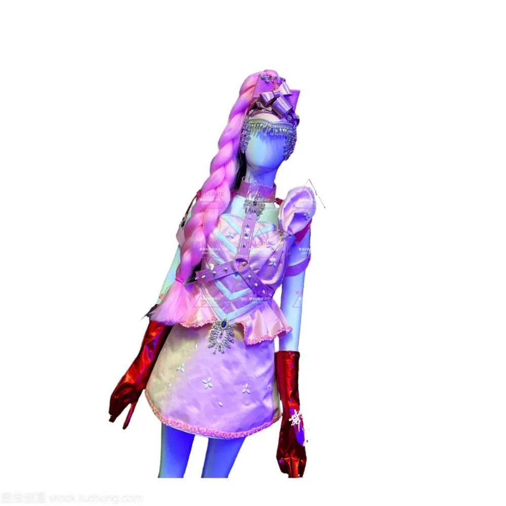 Nieuwe Nachtclub Roze Leuke Mooie Meisje Prestaties Jurk Vrouwelijke Bar DS Prestaties Jurk Dansvoorstelling Set