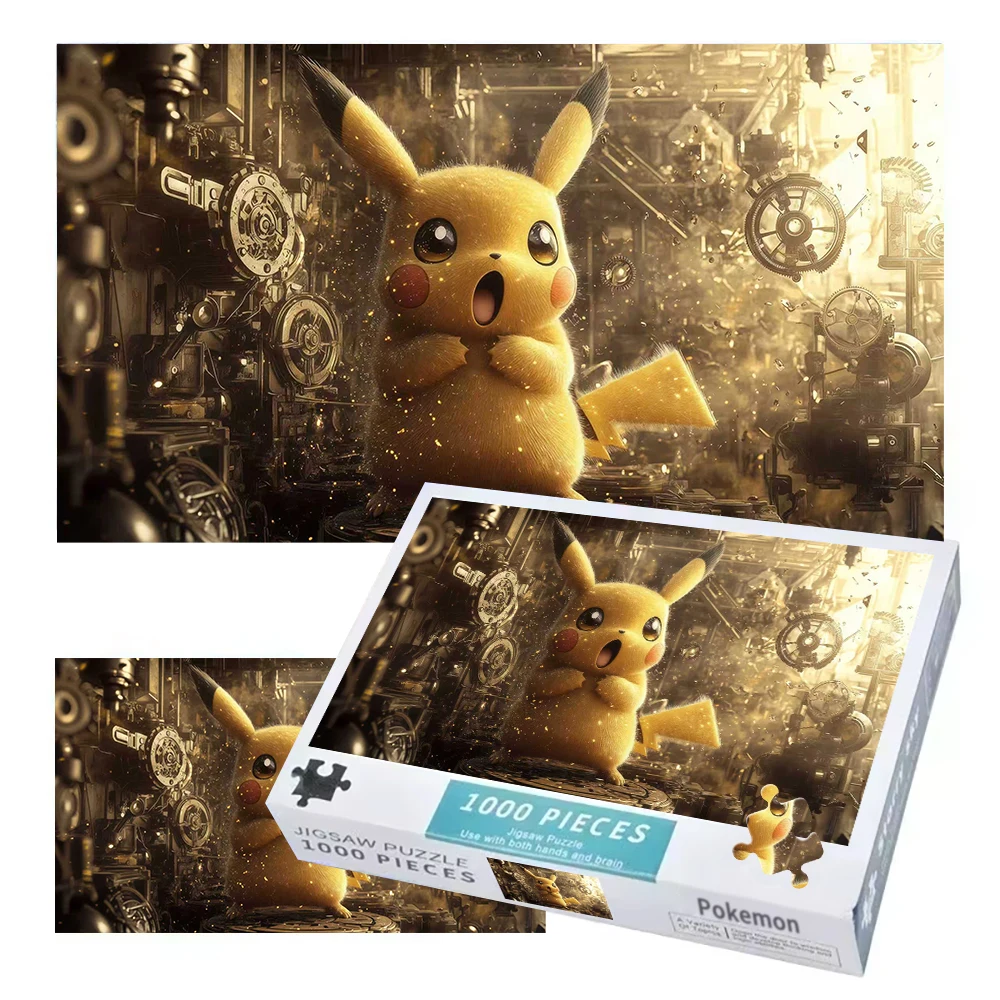 Rompecabezas de Pokémon de 1000 Piezas, Rompecabezas de Papel con Imagen de Paisaje, Pintura al Óleo, Juguetes de Descompresión para Adultos, Juegos Familiares