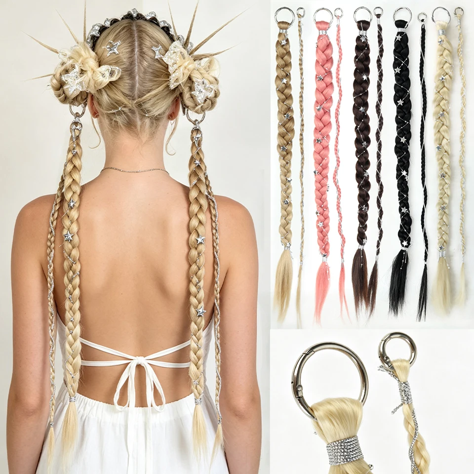 24 inch Looped Woven Synthetic Ponytail With Star Accessories Suitable for Women's Holiday outfits and Role-playing Wear