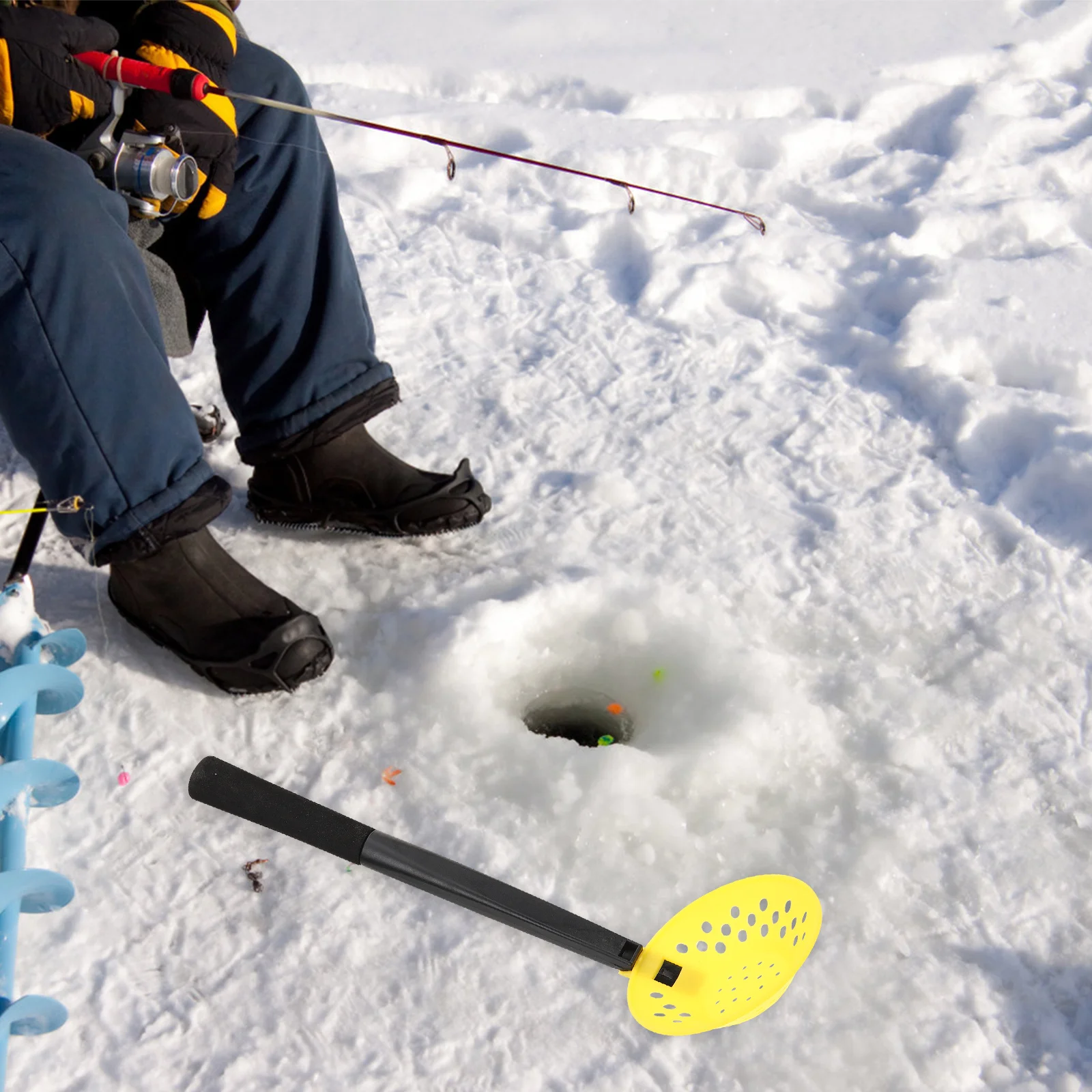 

Professional Detachable Ice Fishing Scoop Foldable Ergonomic Long Handle Ice Skimmer Outdoor Reusable Fishing Gear