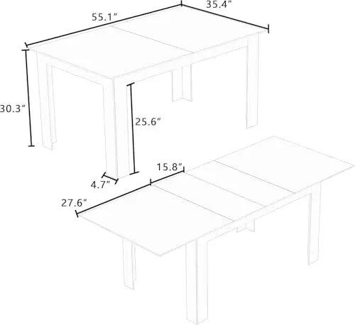Extendable Dining Table for 6-10 Person, 55