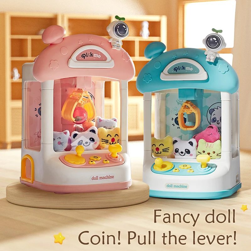 Doll Machine Kids Coin Operated Play Game Mini Claw Catch Toy Crane Machines lighting Music Children Christmas Birthday Gifts