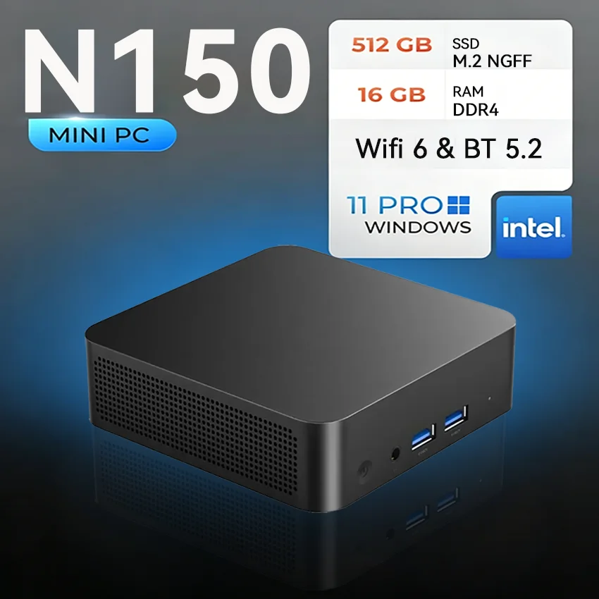 Mini PC Windows 11 Intel N150 Portable Desktop 16GB 32GB DDR4 RAM