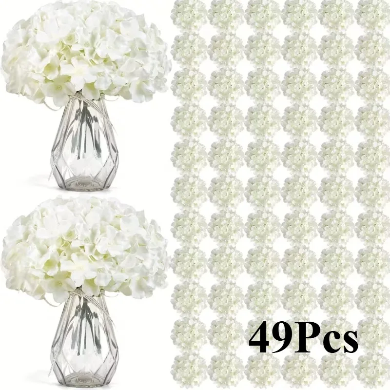 49pcs Creamy White Artificial Hydrangea - Perfect for Weddings, Home Décor, and Special Occasions - Ideal for Indoor and Outdoor Use, DIY Projects, Chinese New Year, Valentine's Day, Mother's Day, and Spring Decorations, christmas decor