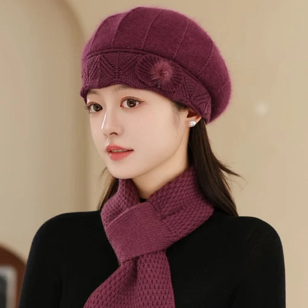 Sciarpa per cappello da mamma addensata casual Cappelli lavorati a maglia antivento e resistenti al freddo Sciarpa per cappello caldo in pelliccia di coniglio per climi freddi