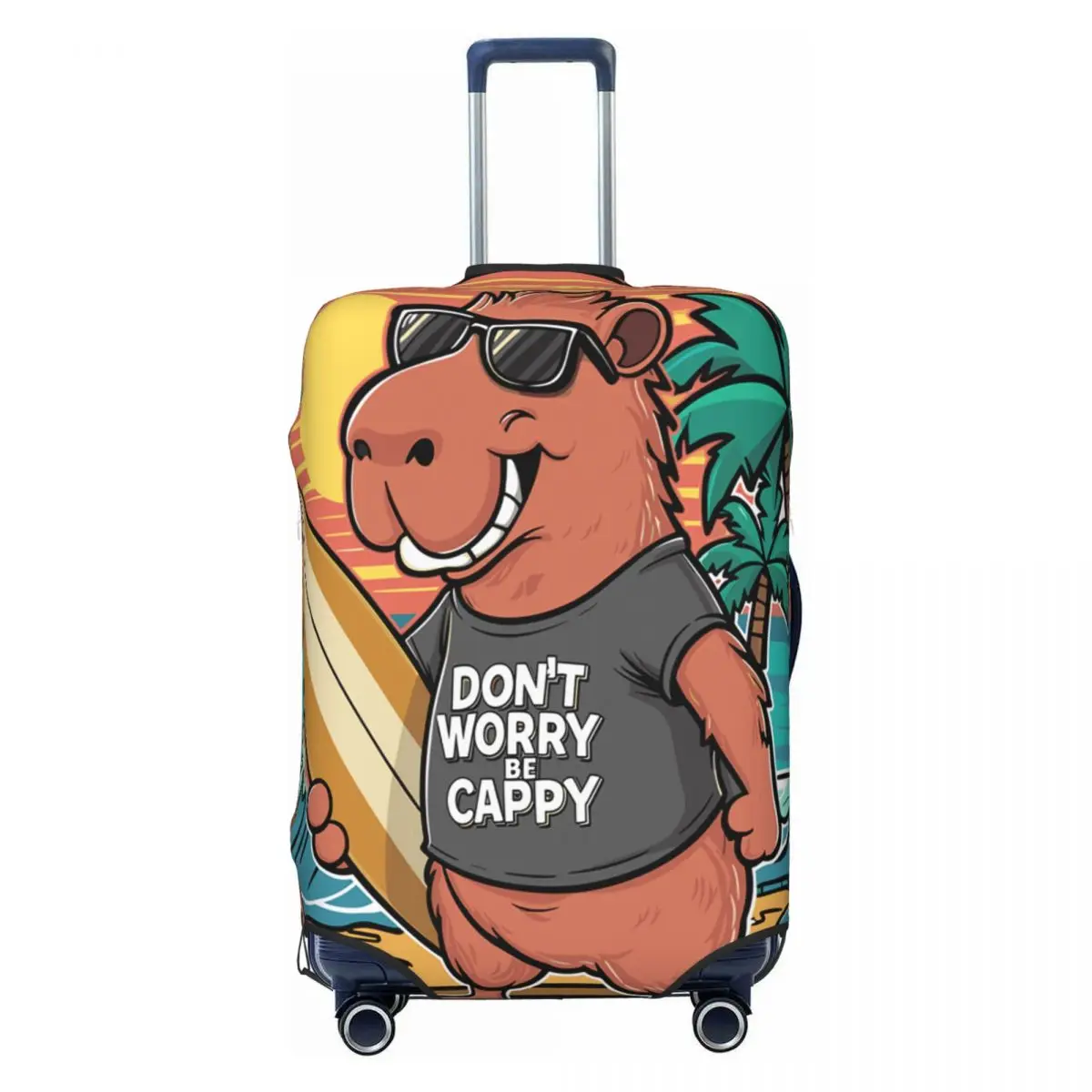 

Custom Don't Worry Be Cappy Capybara Luggage Cover Fashion Suitcase Protector Covers Suit For 18-32 inch