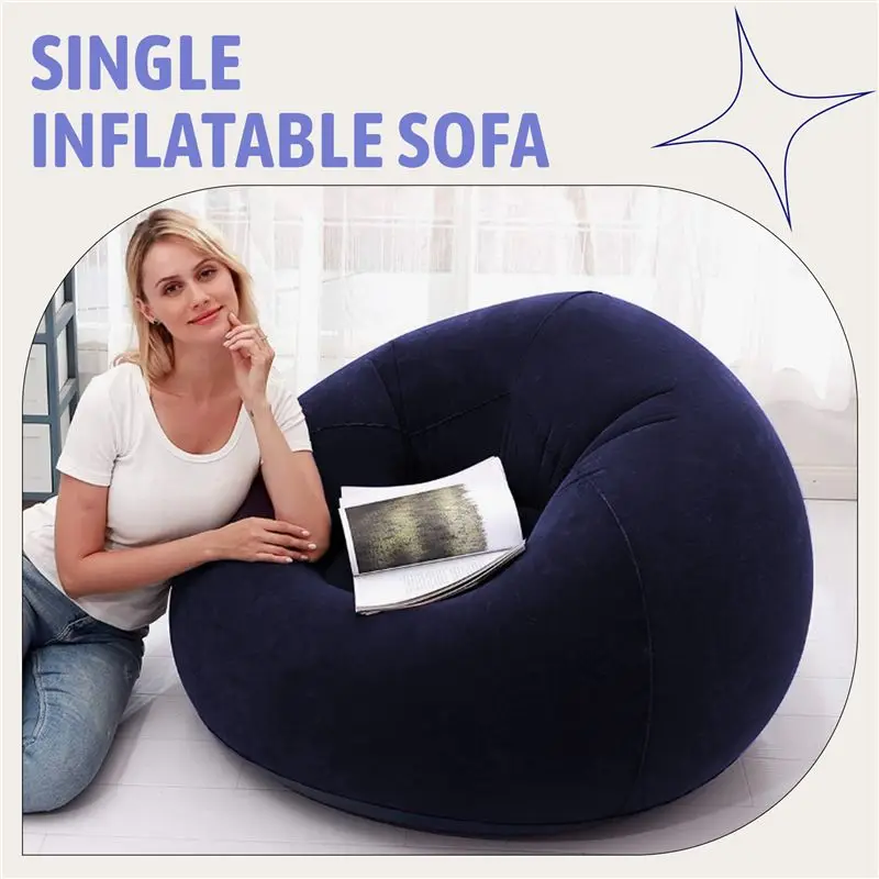 ABLK Large Inflatable Sofa Chair Bean Bag Flocking PVC Garden Lounge Beanbag Outdoor Furniture Camping Backpacking Bags