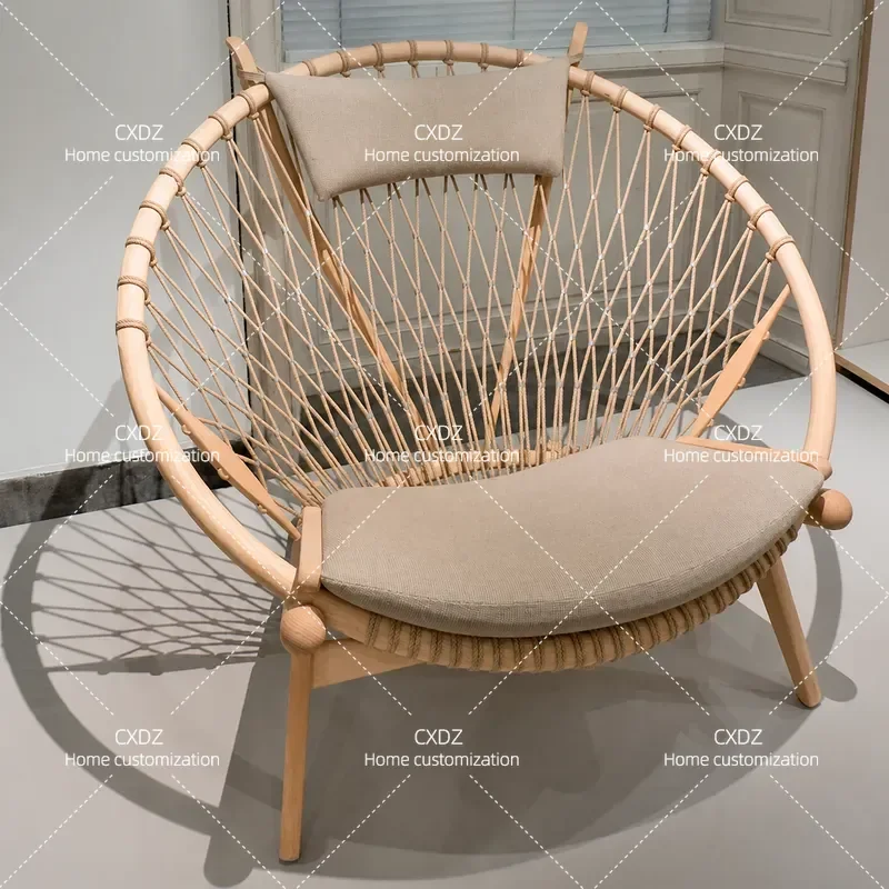 Rattan Lazy Sofa Chair Creative Art Recliner Single Solid Wood Balcony Leisure Home Furniture
