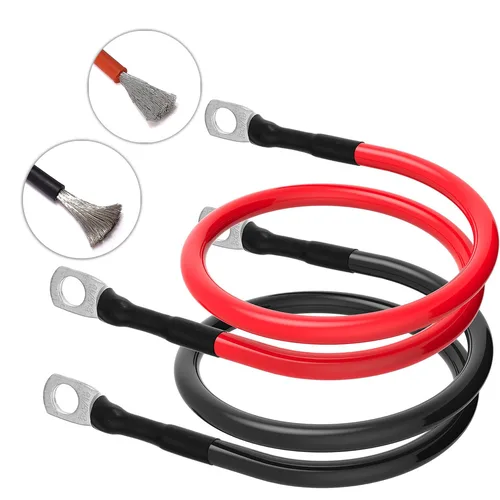 Juego de cables de inversor de batería con Terminal 8 6 4 3 0AWG Cable de conexión de energía Solar de cobre estañado trenzado con terminal M6 M8 M10