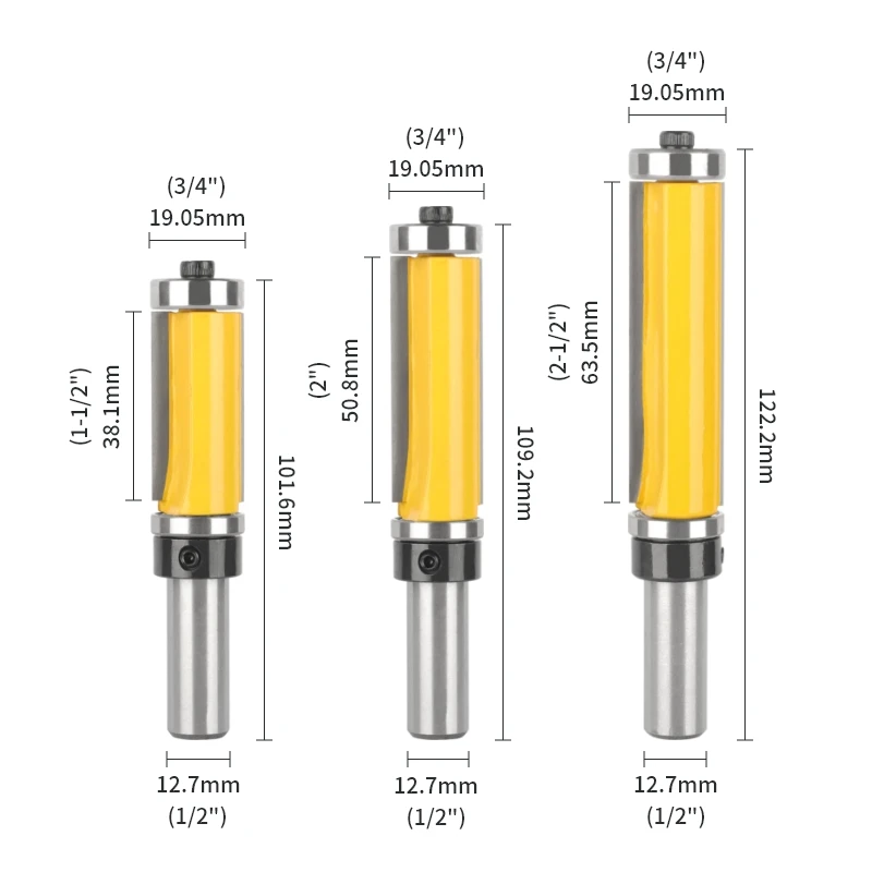 YUSUN Flush Trim Bit With Double Bearing Router Bit Woodworking Milling Cutter For Wood Bit Face Mill Carbide Cutter End Mill