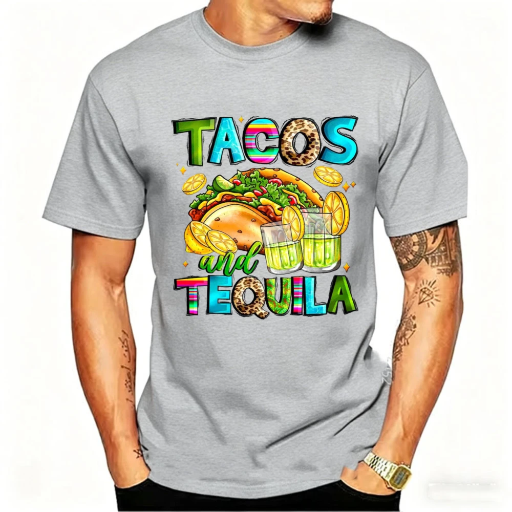 Tacos and Tequila Shirt Mexican Fiesta Party Nacho Lover Happy Cinco De Mayo 5th of May Tee Festival Gift Printed T-shirt Tops