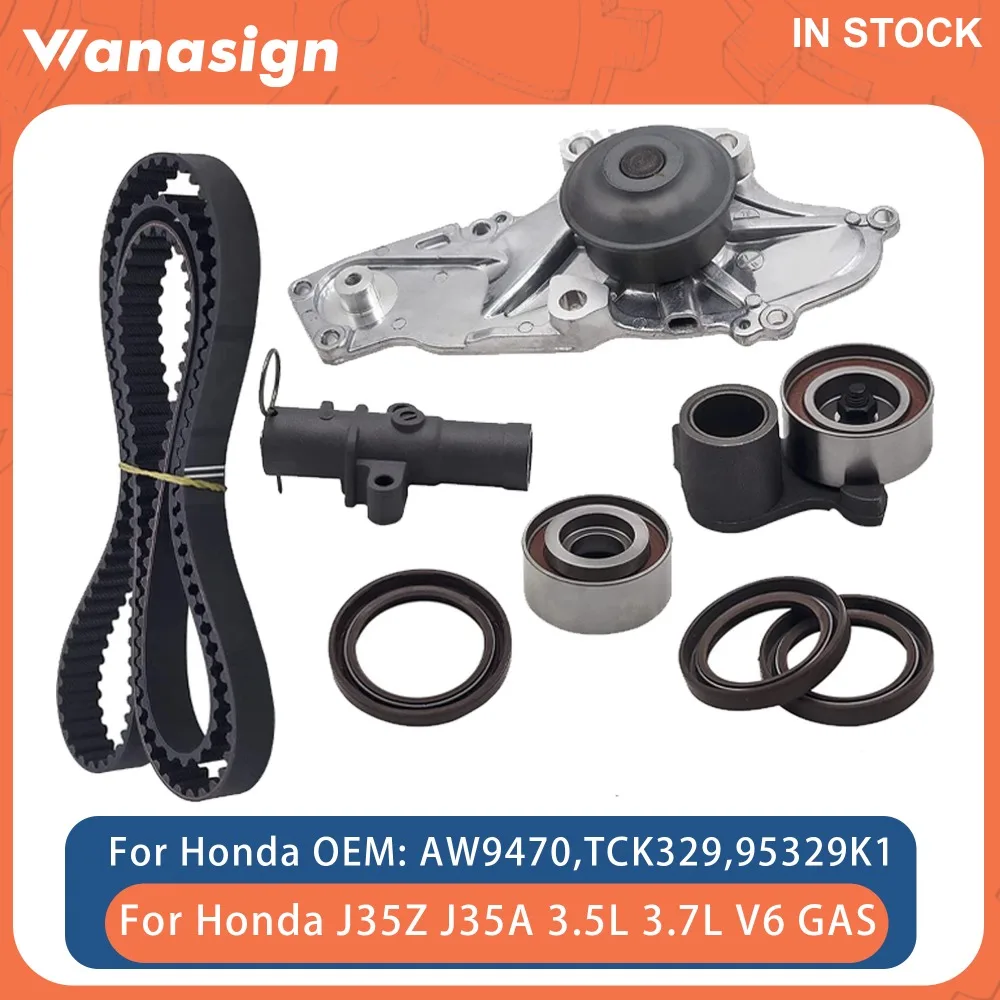Engine Timing Belt Kit Water Pump With Gasket Fit 3.5 3.7 L V6 GAS For Honda Accord Pilot Acura MDX Saturn 3.5L 3.7L AW9470
