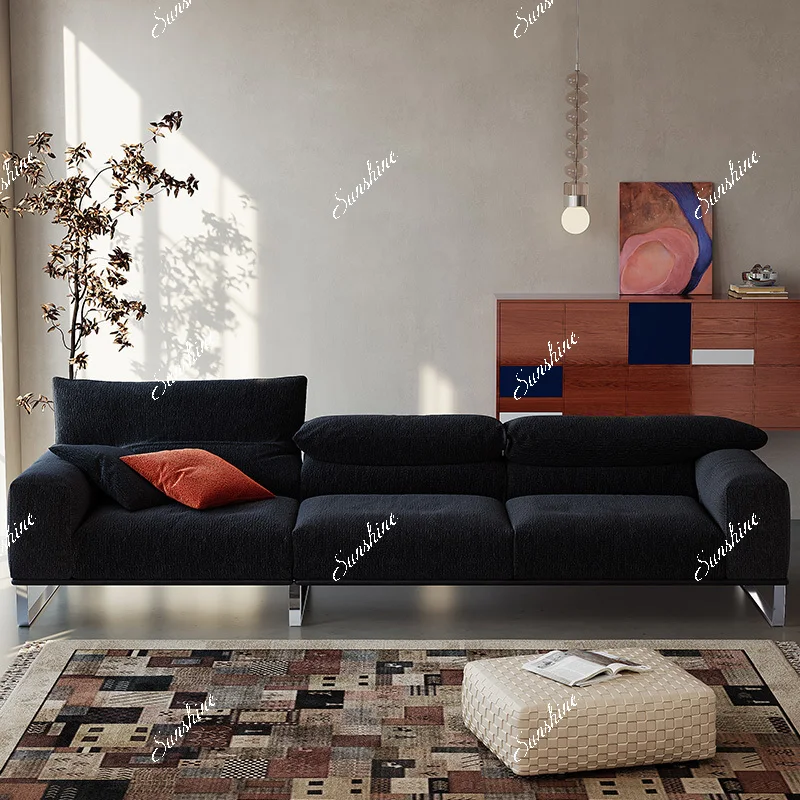 

[Adjustable backrest] Design, function, medieval straight row simple fabric sofa