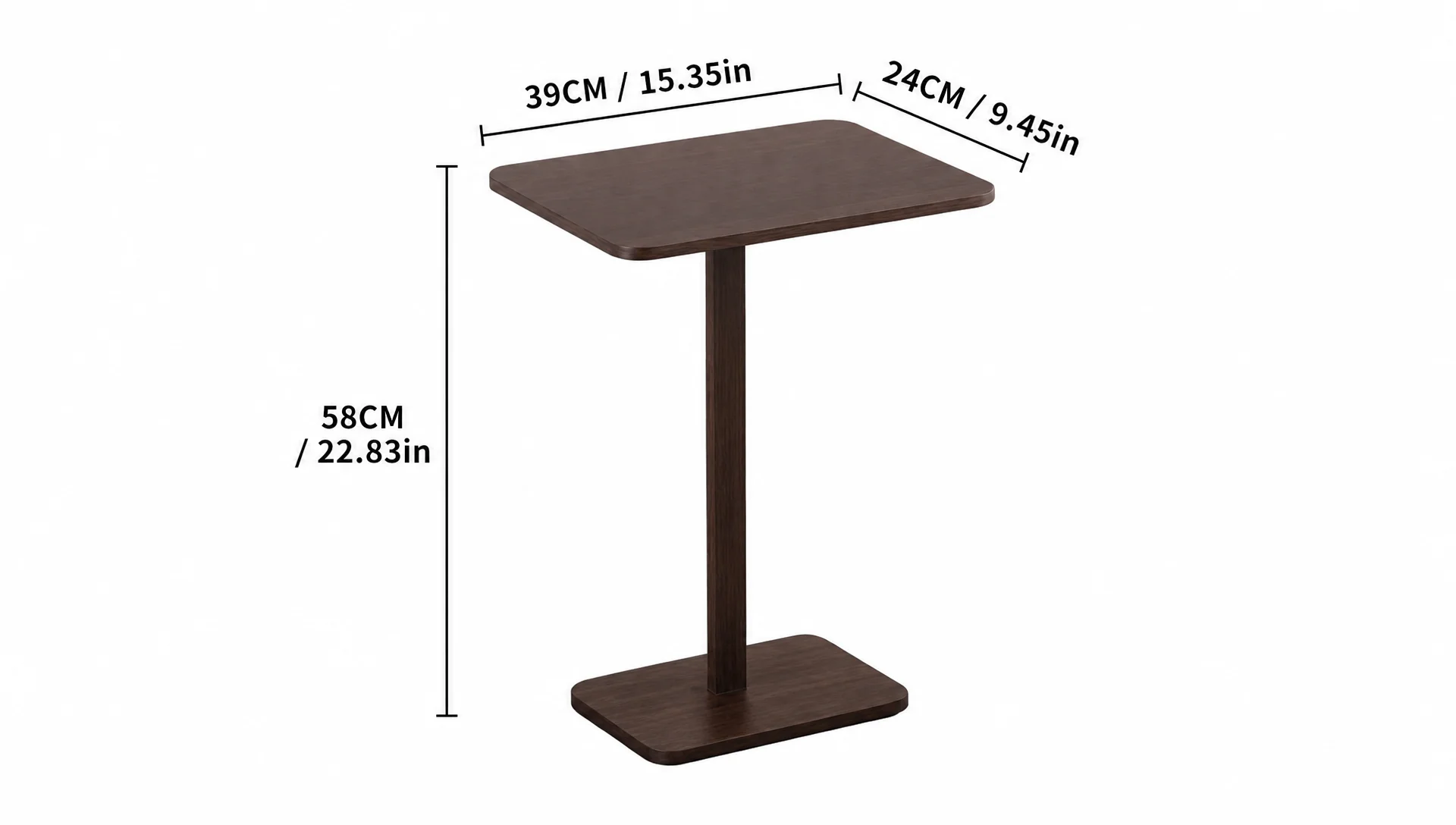 Minimalist C-Shaped End Table，Lightweight Sofa Bed Tray，Rustic Brown for Small Living Room TV Snack