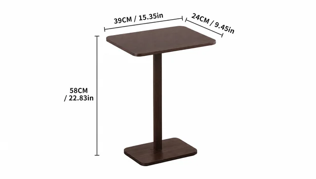 Minimalist C-Shaped End Table，Lightweight Sofa Bed Tray，Rustic Brown for Small Living Room TV Snack 2