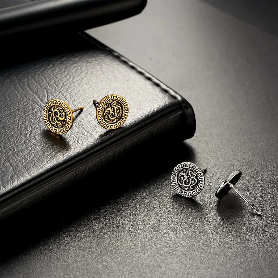 1 Pair Retro Rune Earrings for Men - Rugged and Stylish A New Chinese-style Ear Accessory for The Trendsetters