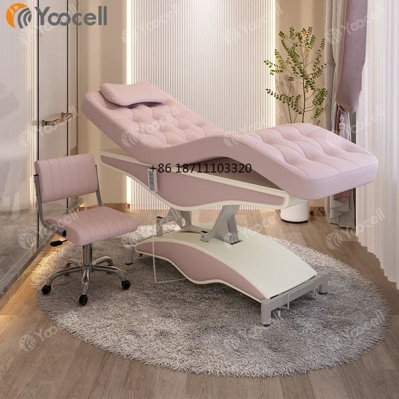 Yoocell luxury modern pink massage table cosm-etic spa bed electric 4 motor facial chair beauty salon lash bed for sale