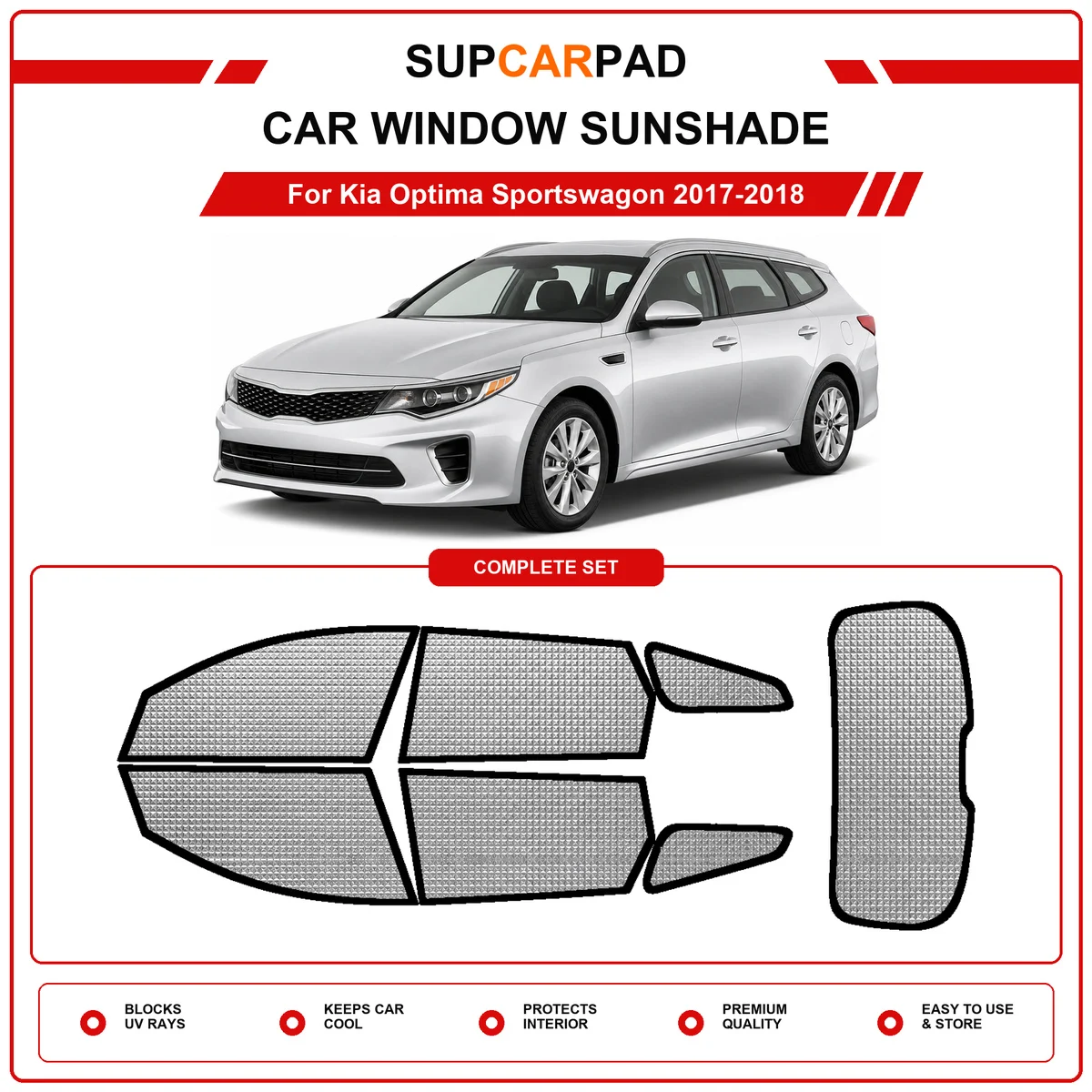 For Kia Optima Sportswagon 2017-2018 Pre‑Cut Auto Window Sunshade Anti‑UV Car Sun Visor Protector