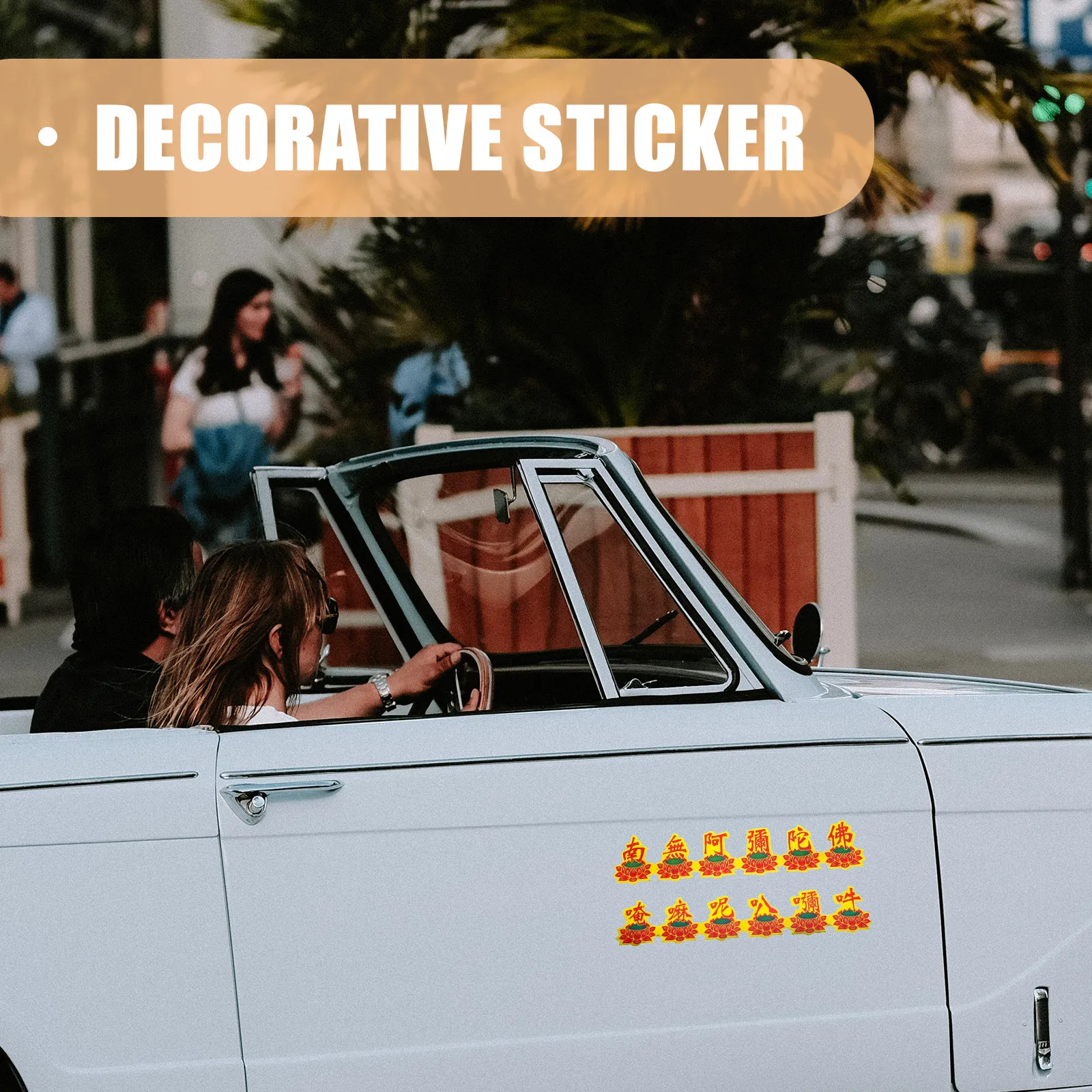 12Pcs Buddhist Style 3D Car Stickers Decorative Adhesive Decals for Vehicle Customization Safe Non-Fading Premium Material