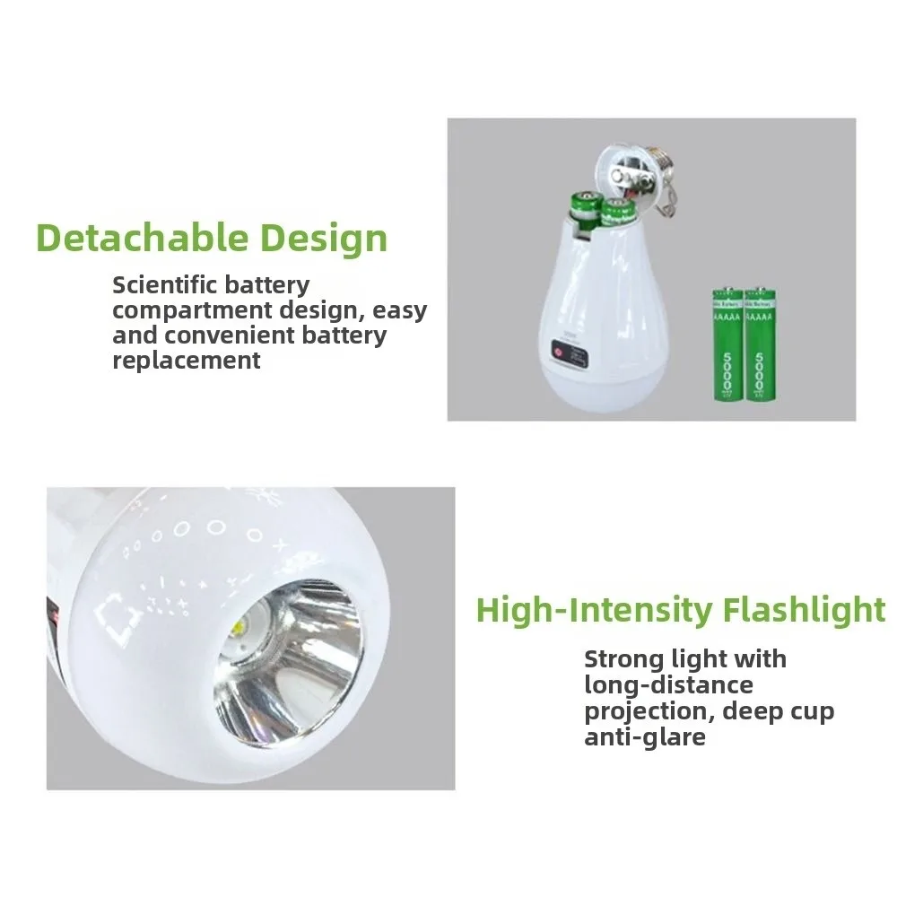 New E27 LED Rechargeable Bulb Light 20W 1200mAh Flicker-Free Night Light Portable Courtyard Outdoor Bulb Home
