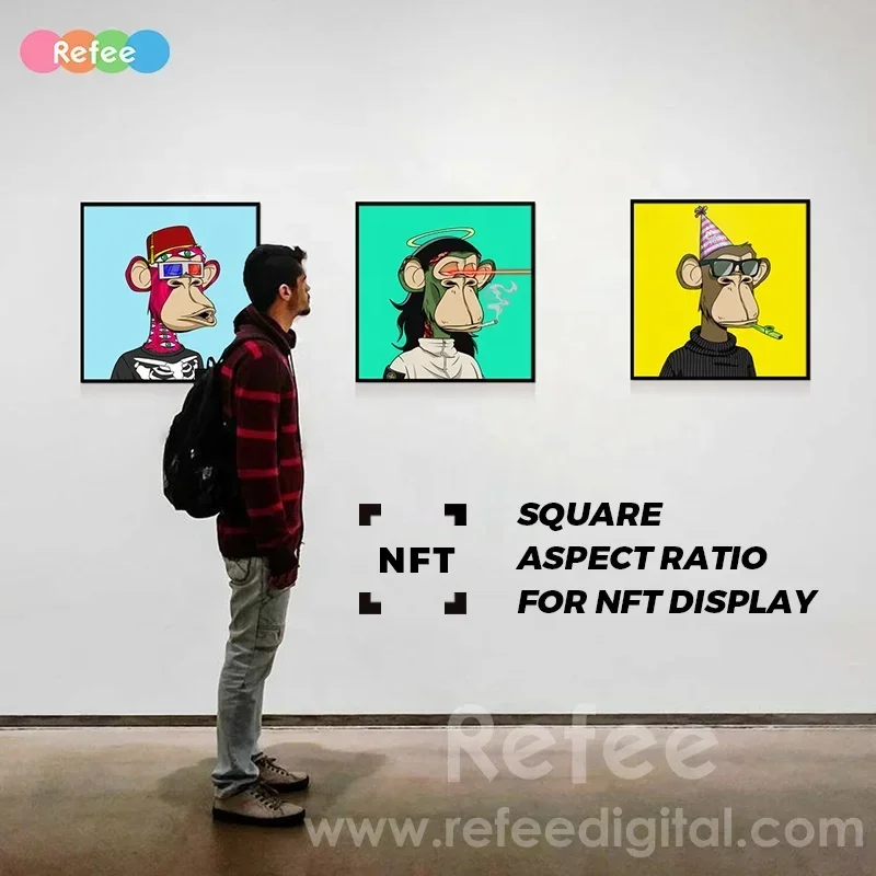 رائجة البيع 21.5 "32" 40 "55" شاشة فنية كبيرة الحجم صورة فنية NFT 4K عرض فيديو معرض واي فاي أندرويد LCD إطار صور رقمي