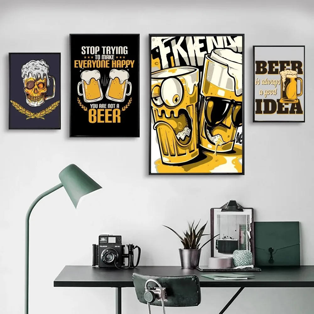 Painting Beer Bar Poster Posters Kraft Paper Vintage Poster Wall Art Painting Study Aesthetic Art Small Size Wall Stickers