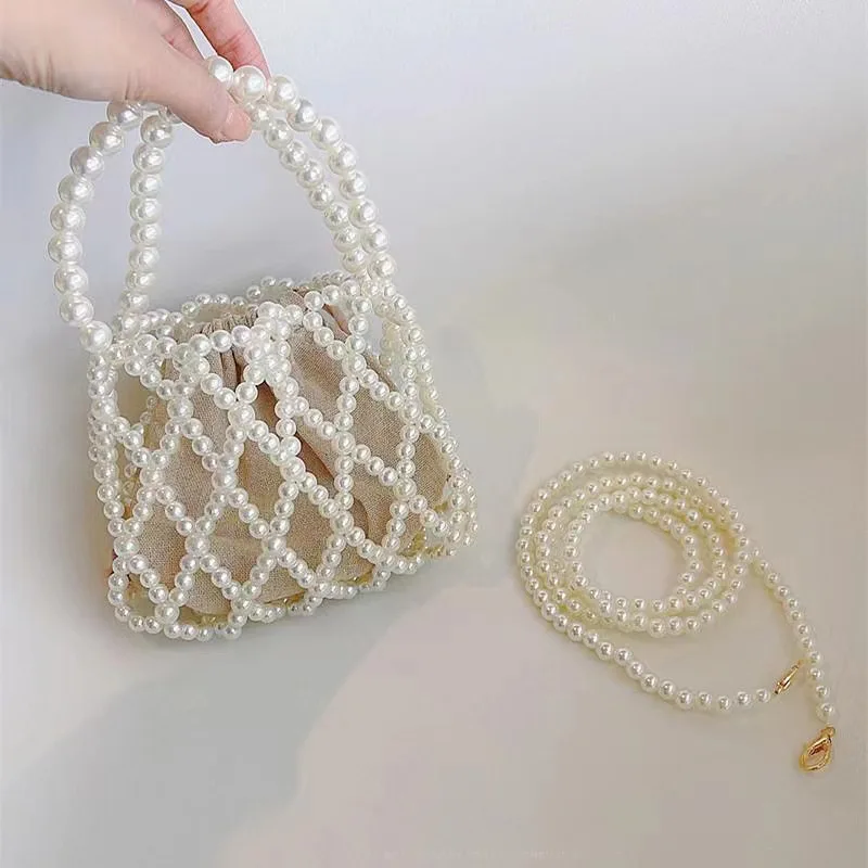 Mini Pearl Small Messenger Bag Women\'s Wild Summer Pearl Bag Handmade Beaded Bag Pearl Mobile Phone Bag Banquet Women\'s Bag