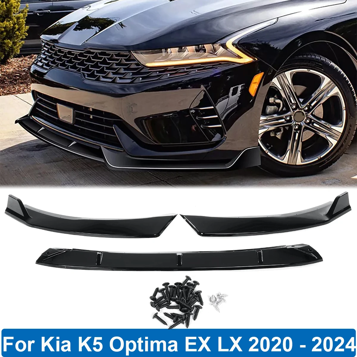 

Передний бампер для Kia K5 Optima EX LX 2020 2021 2022 2023 2024, комплект боковых сплиттеров для кузова, дефлектор спойлера, защитные аксессуары для автомобиля