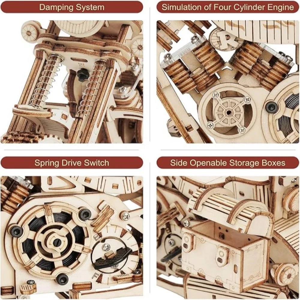 Rompecabezas 3D para adultos de 420 piezas, kit de modelo de coche, kit de modelo de madera de construcción para adultos, juego de construcción de engranajes mecánicos de motocicleta DIY, juguetes