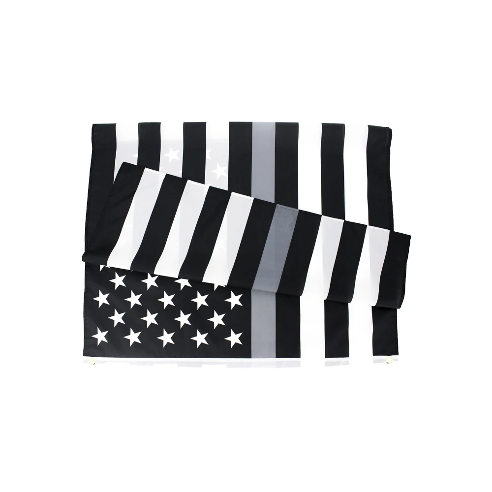 3x5 Feet Thin Gray Line United States Flag Vivid Color United States Flags Polyester with Brass Grommets 3 X 5 Ft 90x150cm