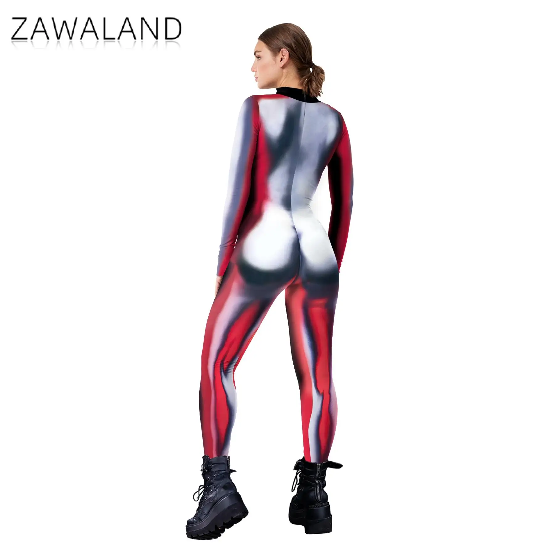 Zawaland Cosplay Game Jumpsuit for Women Sexy Zentai Suit Fancy Costume Fitness Catsuit Holiday Party Clothes Skinny Bodysuit