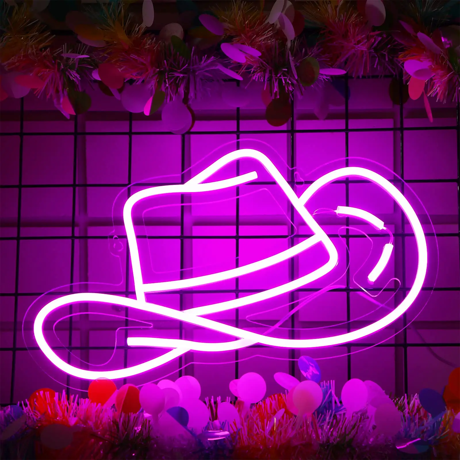 Cowgirl Hoed Neon Sign Cowboyhoed Led Teken Roze Neon Light Sign Y2K Verlichting Led Neon Licht Esthetische Room Decor muur Decor