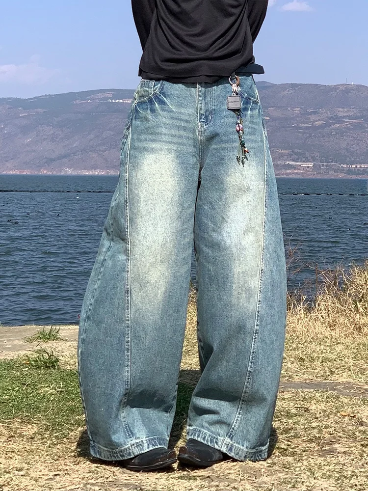 

Ridiculous American Retro Waed Outdated Jeans Knife Pants Youth Casual Straight Leg Loose Fit Jeans for Spring Autumn