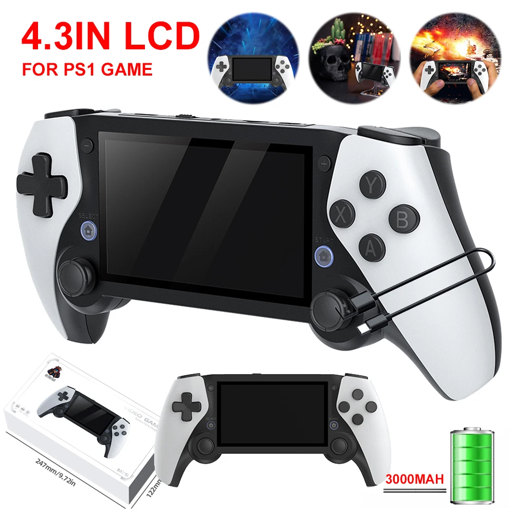 M25 Handheld Game Console Player TV HDMI-Compatible 4.3In 80X272 LCD Screen Dual Wireless Controller 3D Joystick for PS1 Game ﻿