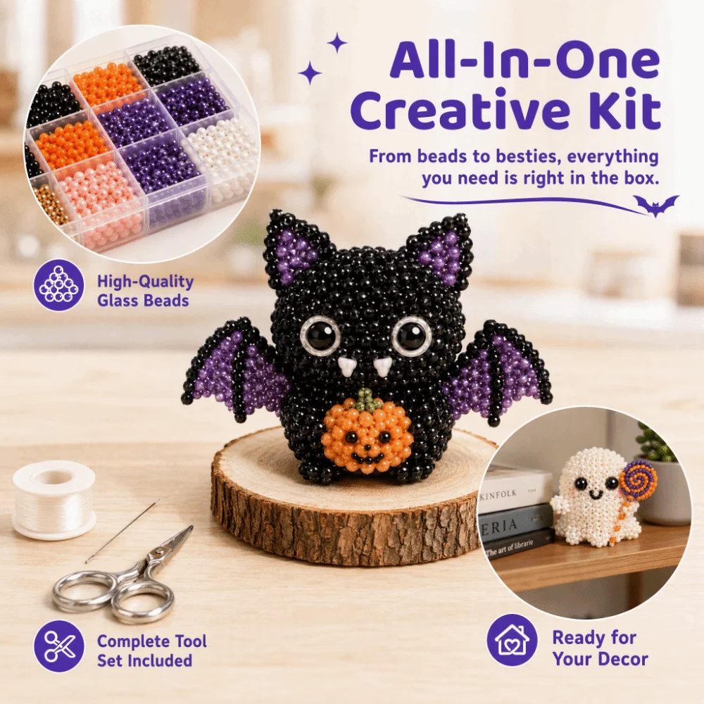 Tiny Beads Halloween Beaded Dog Kit Cute Design Creative Craft 3D Beaded Animal Kit Animal Shape Bead Weaving Kit Gift Giving