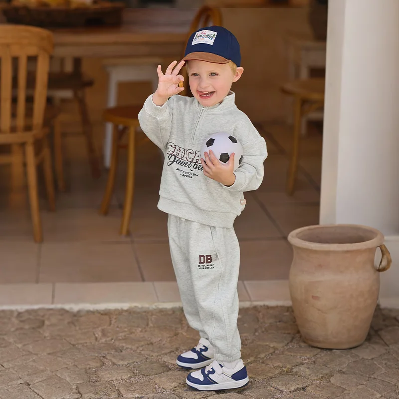 Dave Bella Boys Sports Set Autumn Spring Top Pullover Pant Two Piece Suit Children Printed Soft Fashion Outdoor Casual DB3263587